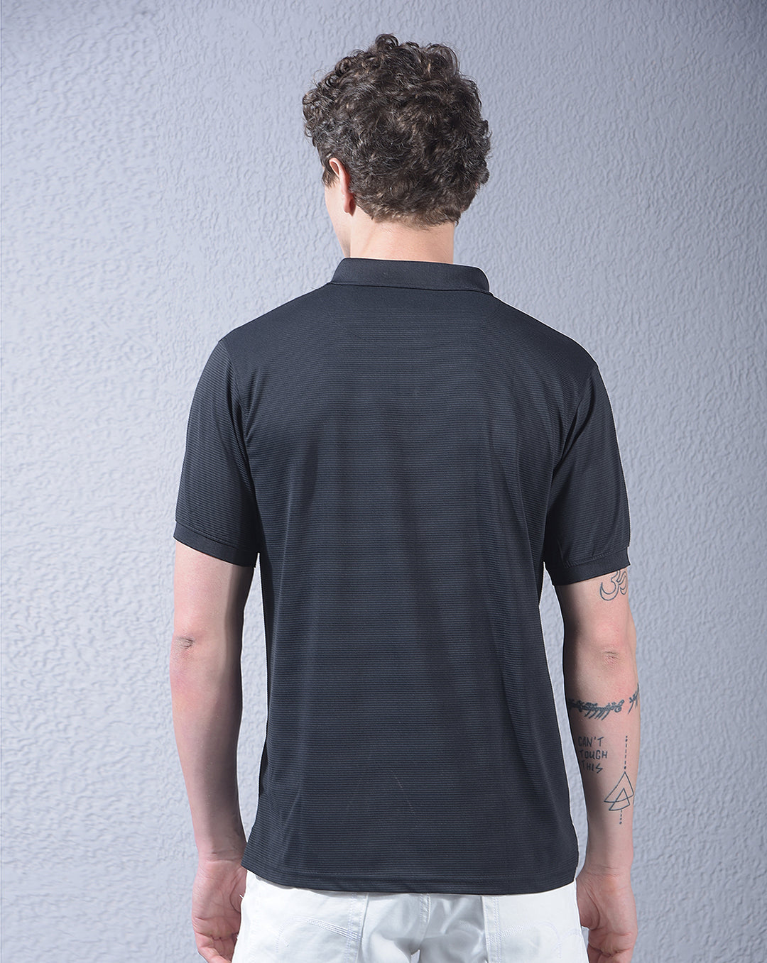 cobb black striped polo neck t-shirt