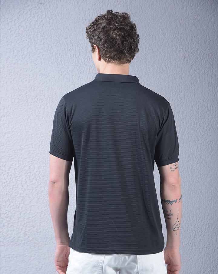 cobb black striped polo neck t-shirt