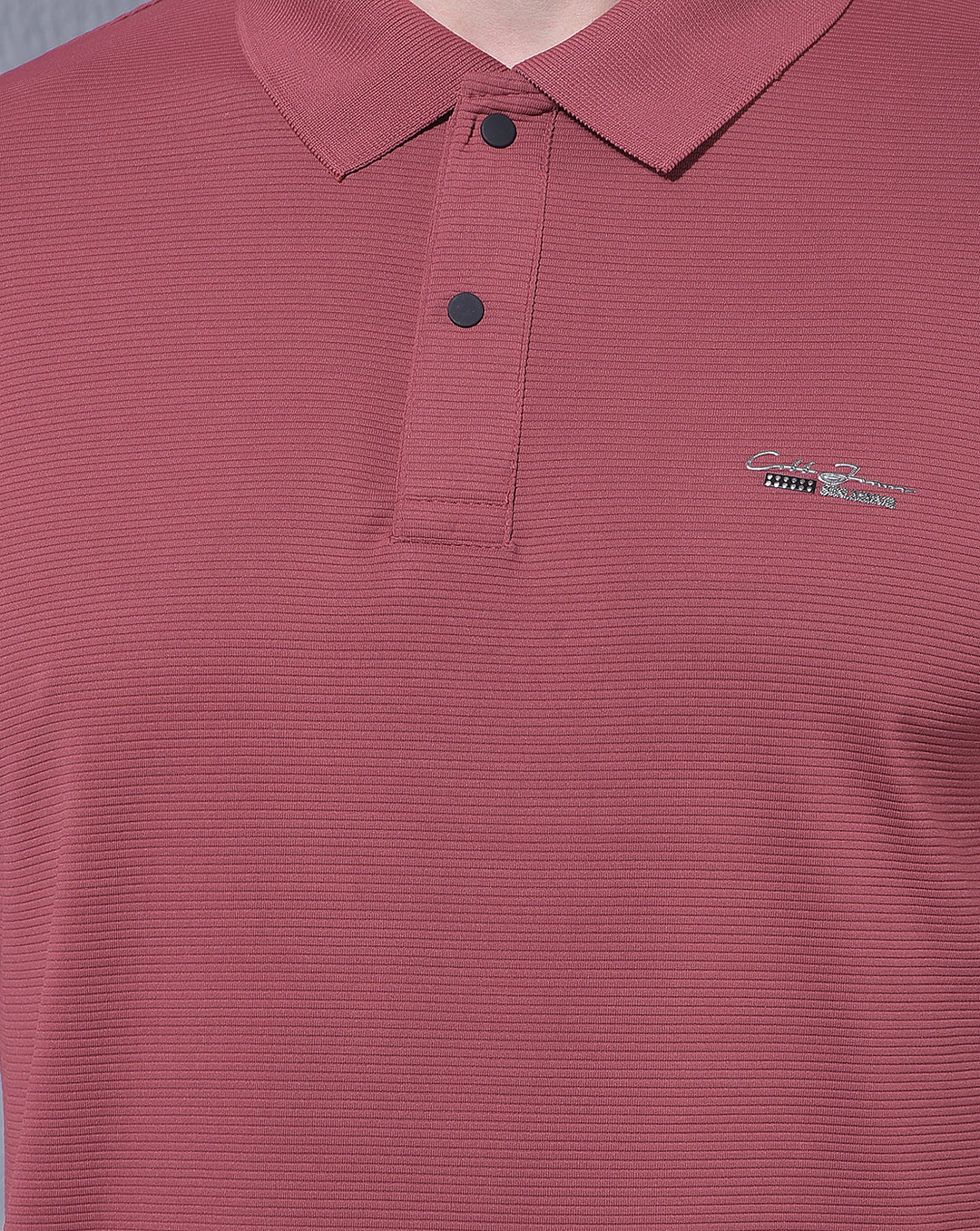 COBB MEHROON STRIPED POLO NECK T-SHIRT