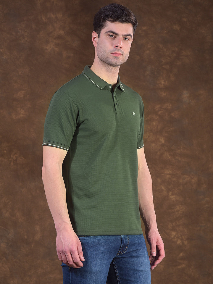 cobb olive self-design polo neck t-shirt