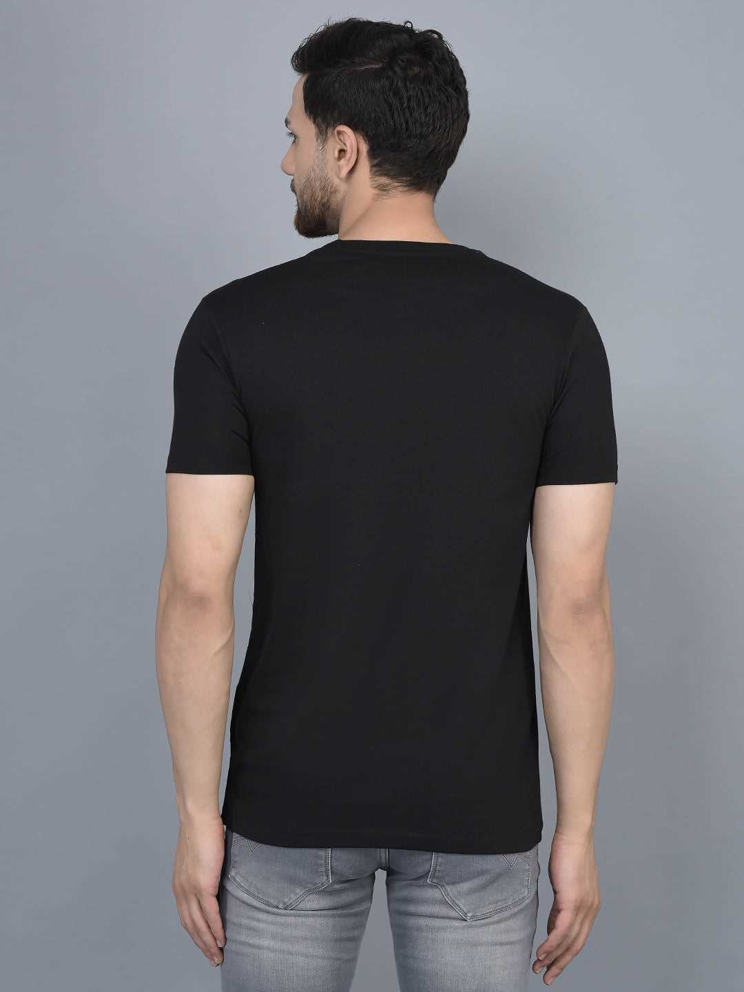 Cobb Black Printed Round Neck T-Shirt