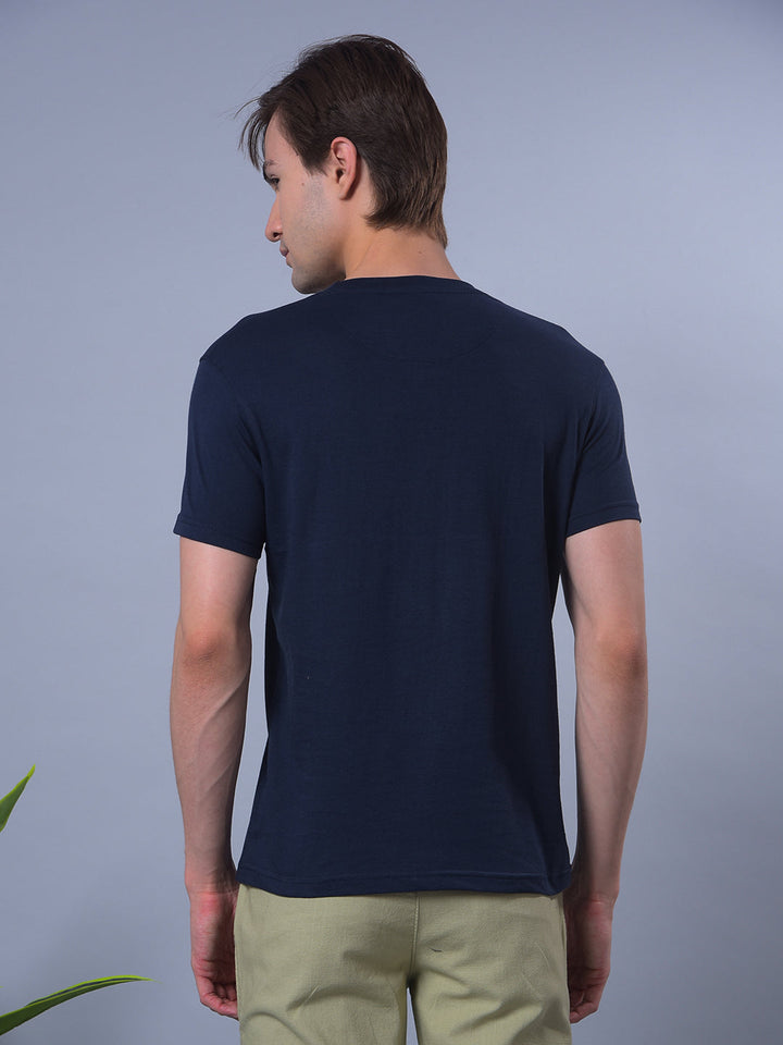 cobb navy blue printed round neck t-shirt