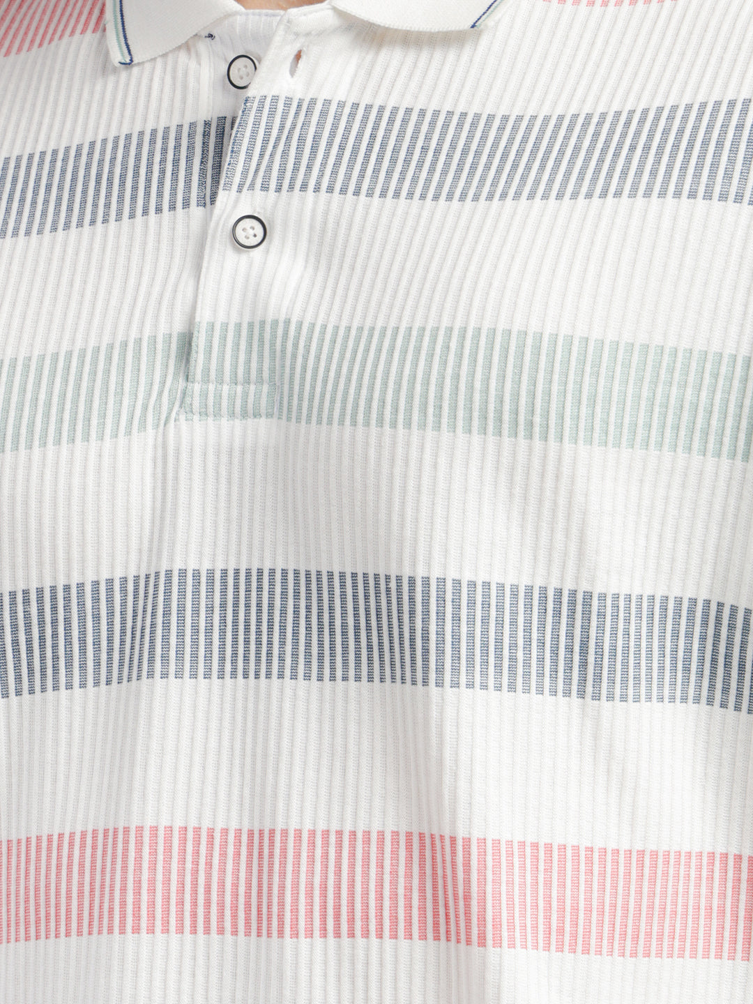cobb white striped polo neck t-shirt