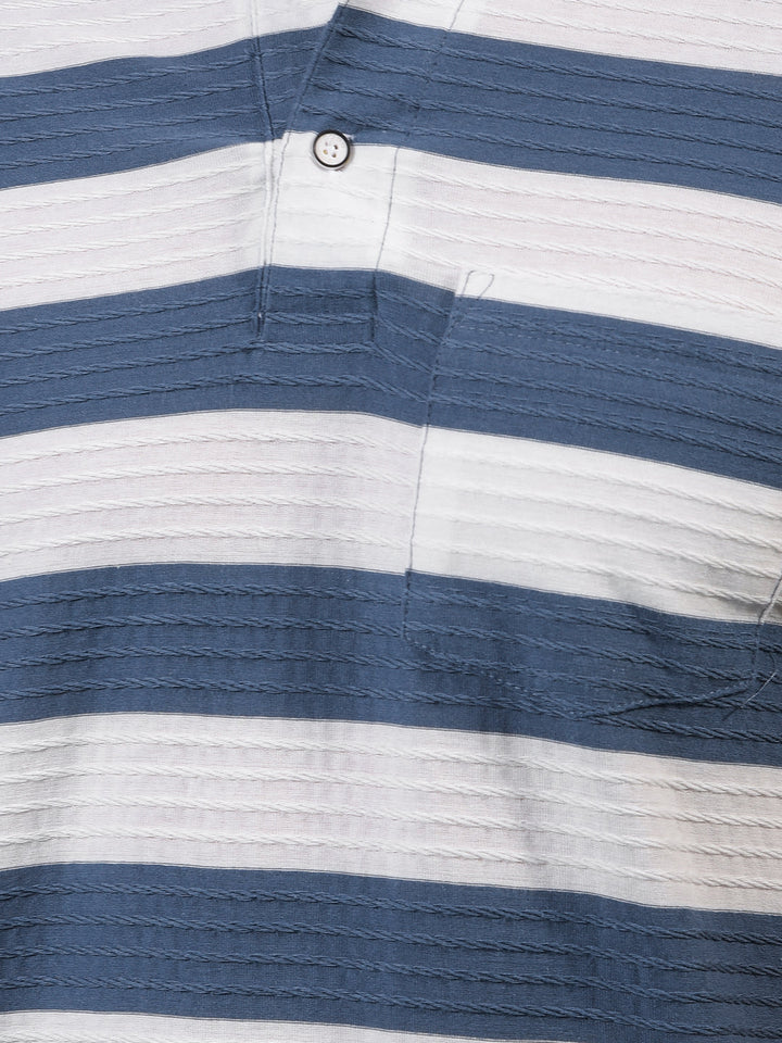 cobb oxford blue color-block polo neck t-shirt