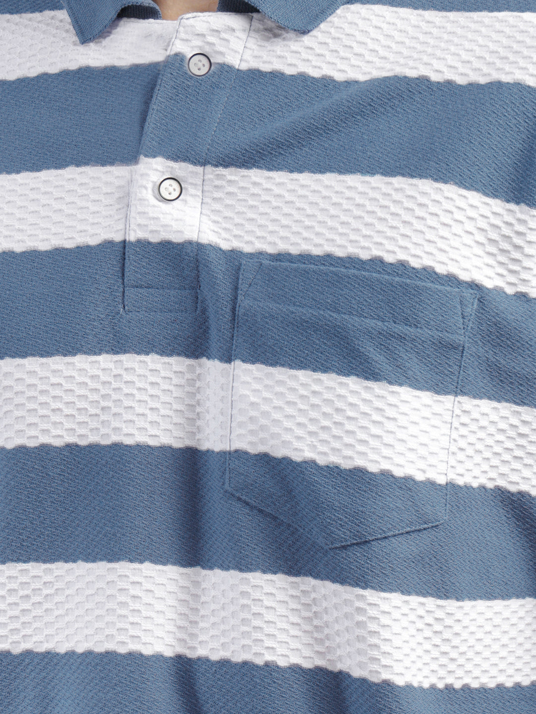 COBB BLUE COLOR-BLOCK POLO NECK T-SHIRT