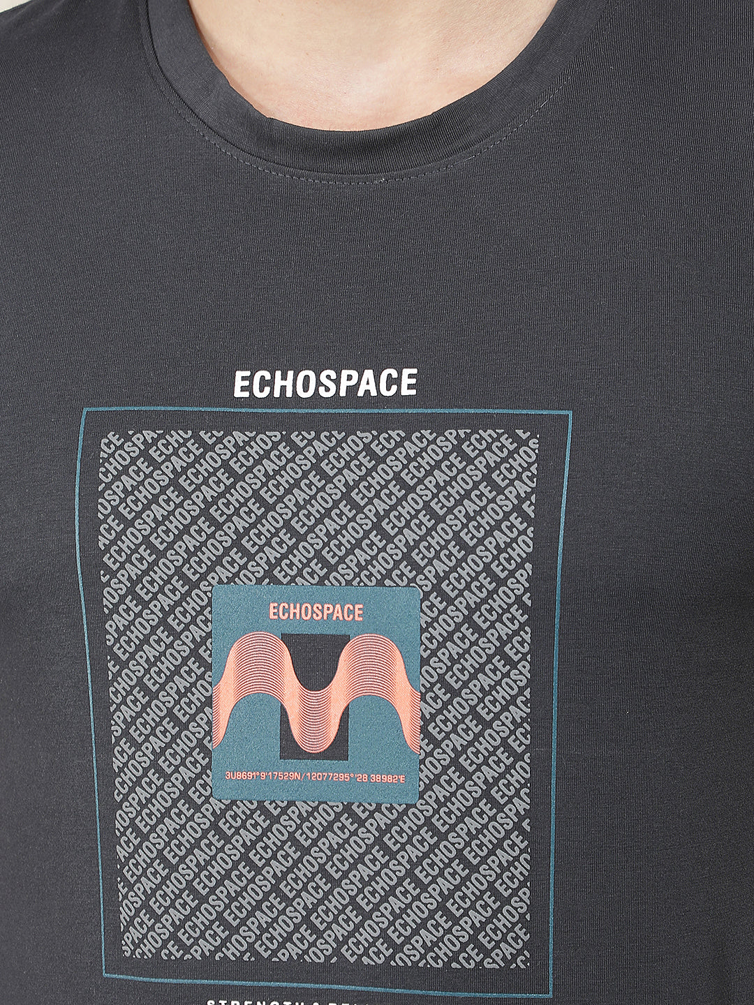 navy blue printed round tees