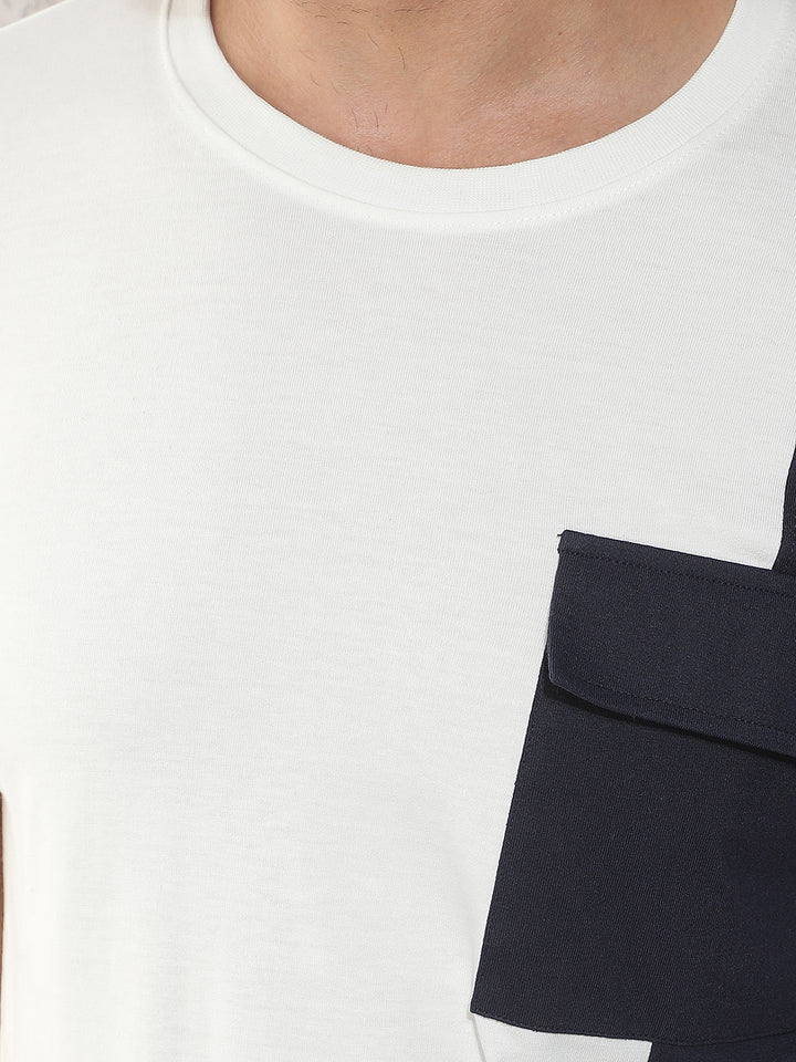 COBB WHITE SOLID ROUND NECK T-SHIRT