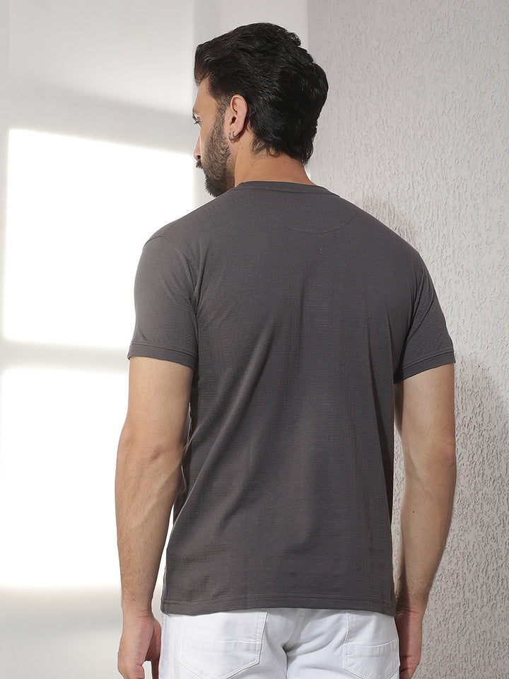 cobb grey solid round neck t-shirt