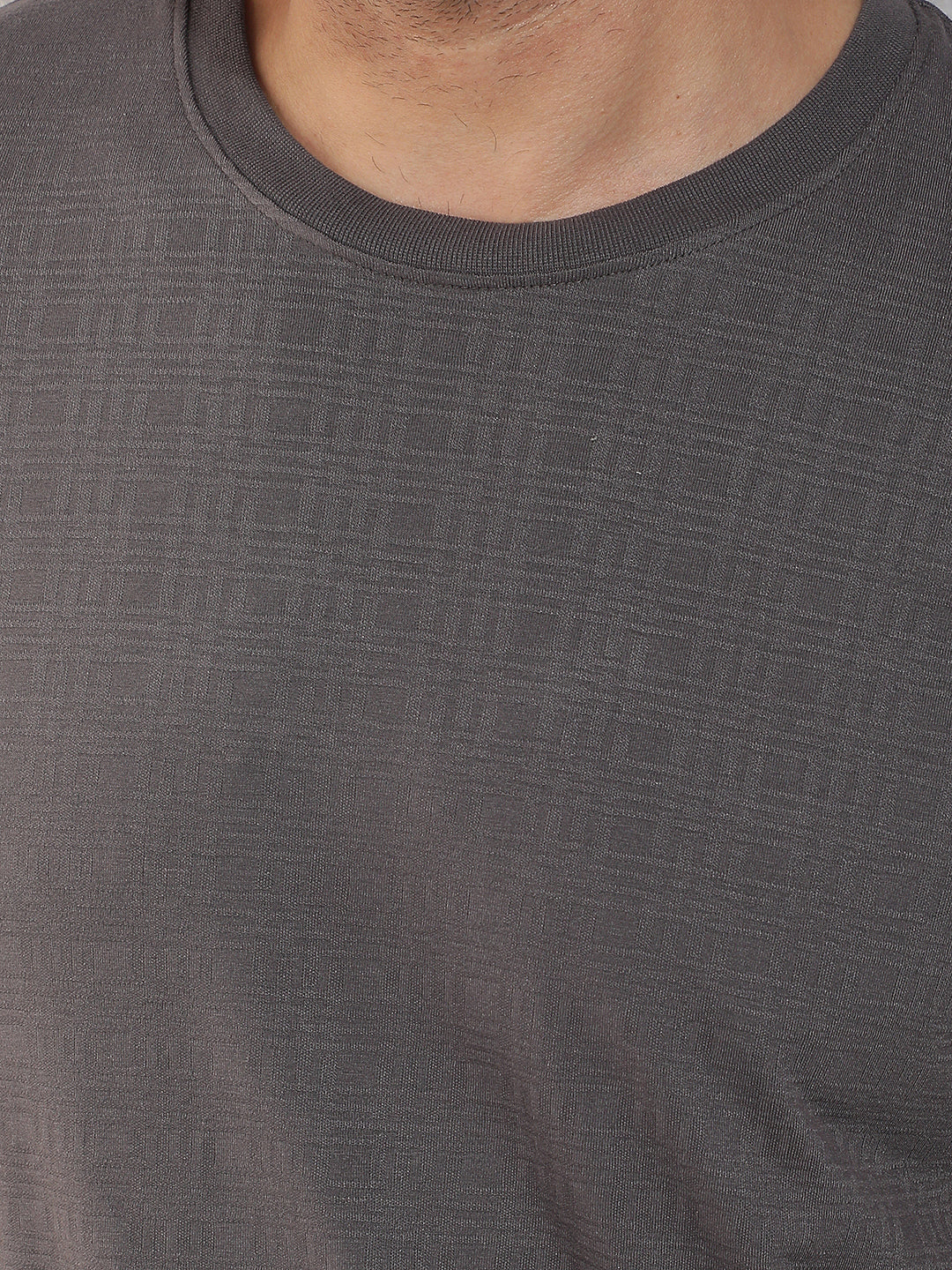 COBB GREY SOLID ROUND NECK T-SHIRT