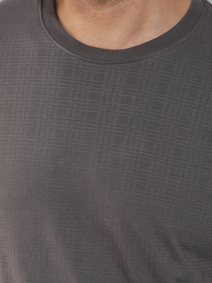 COBB GREY SOLID ROUND NECK T-SHIRT