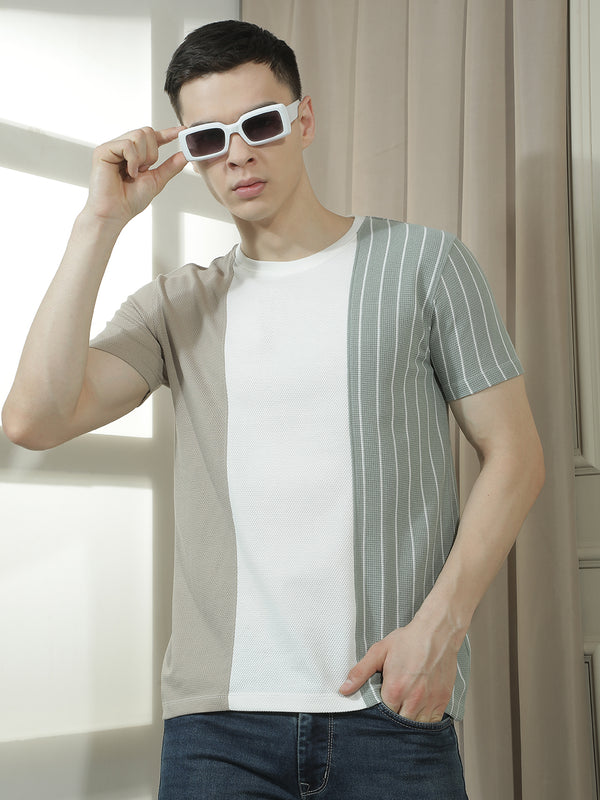 cobb multicolor striped round neck t-shirt
