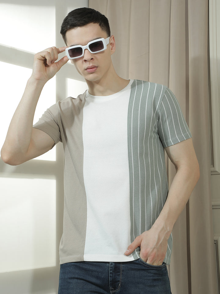cobb multicolor striped round neck t-shirt
