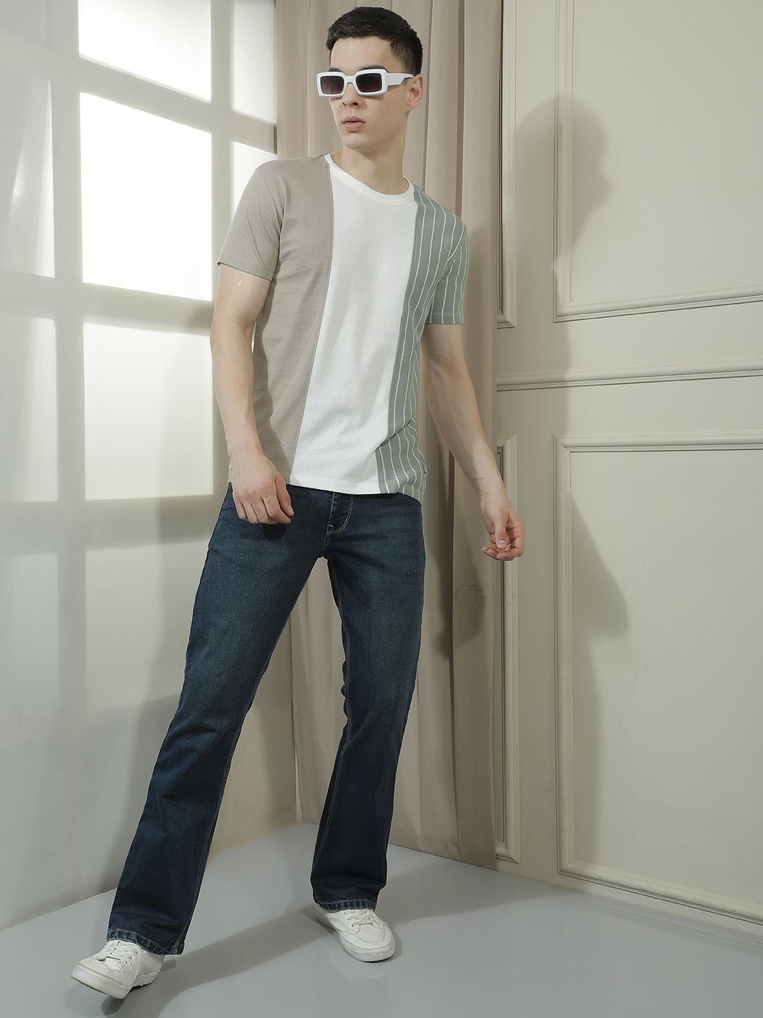COBB MULTICOLOR STRIPED ROUND NECK T-SHIRT