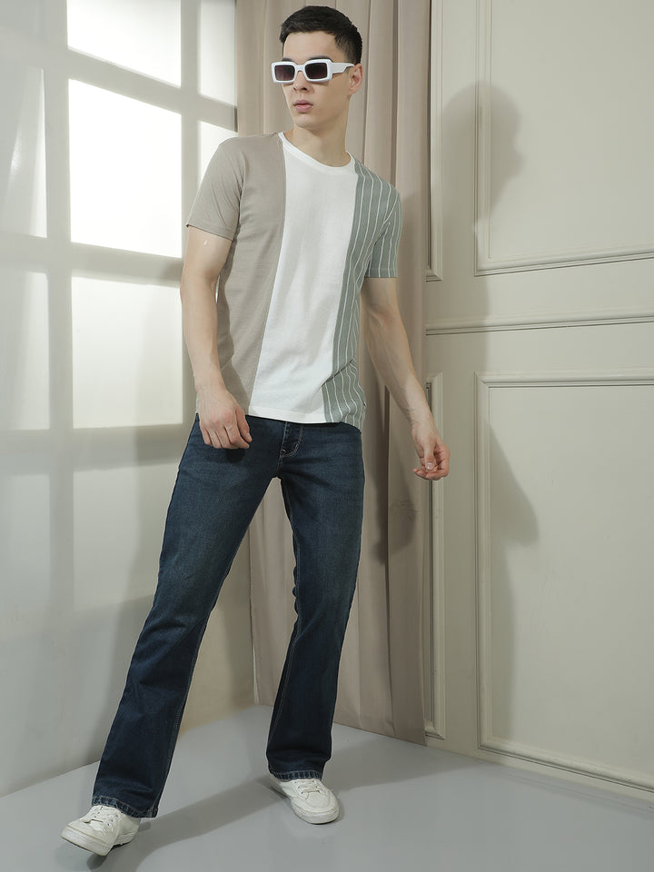 COBB MULTICOLOR STRIPED ROUND NECK T-SHIRT