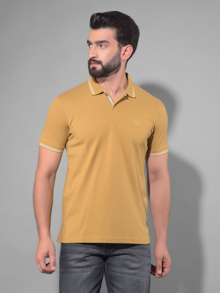 cobb solid dusty mustard polo neck t-shirt