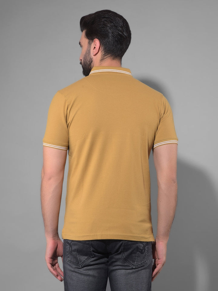 cobb solid dusty mustard polo neck t-shirt