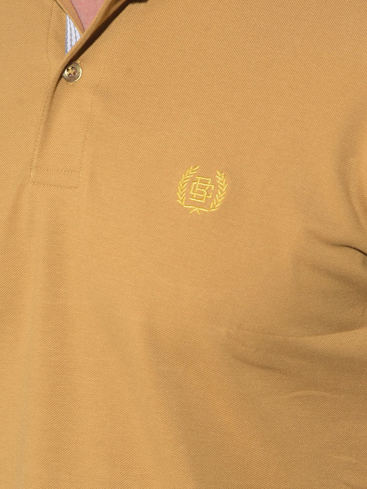 cobb solid dusty mustard polo neck t-shirt