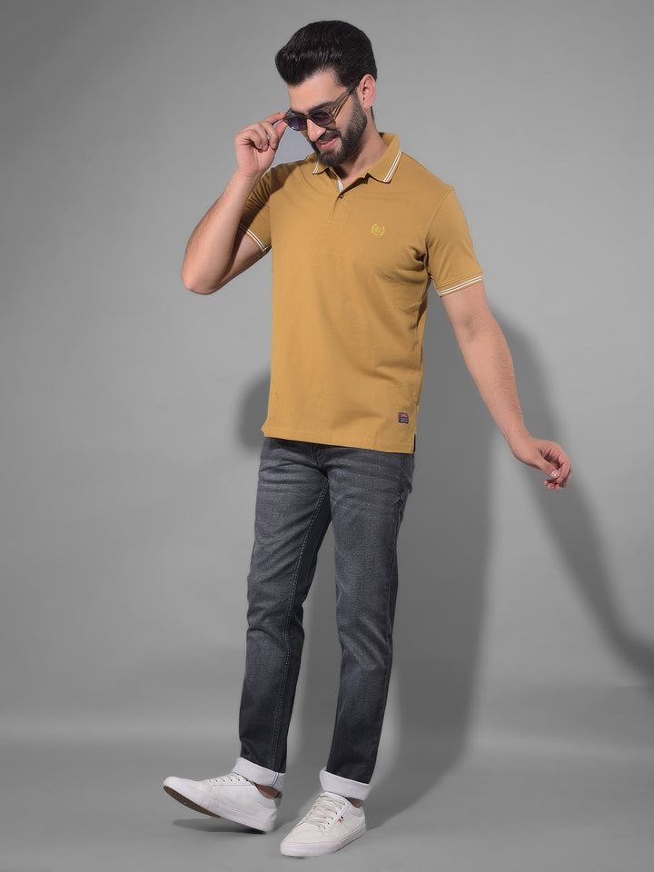 COBB SOLID DUSTY MUSTARD POLO NECK T-SHIRT