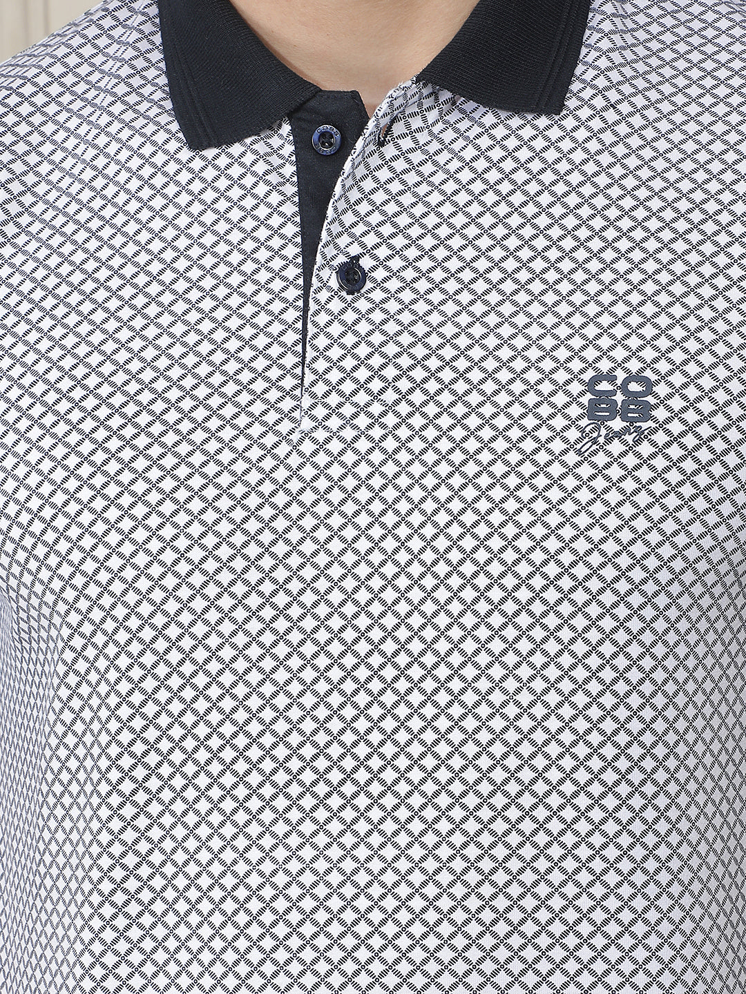 white printed polo t-shirt