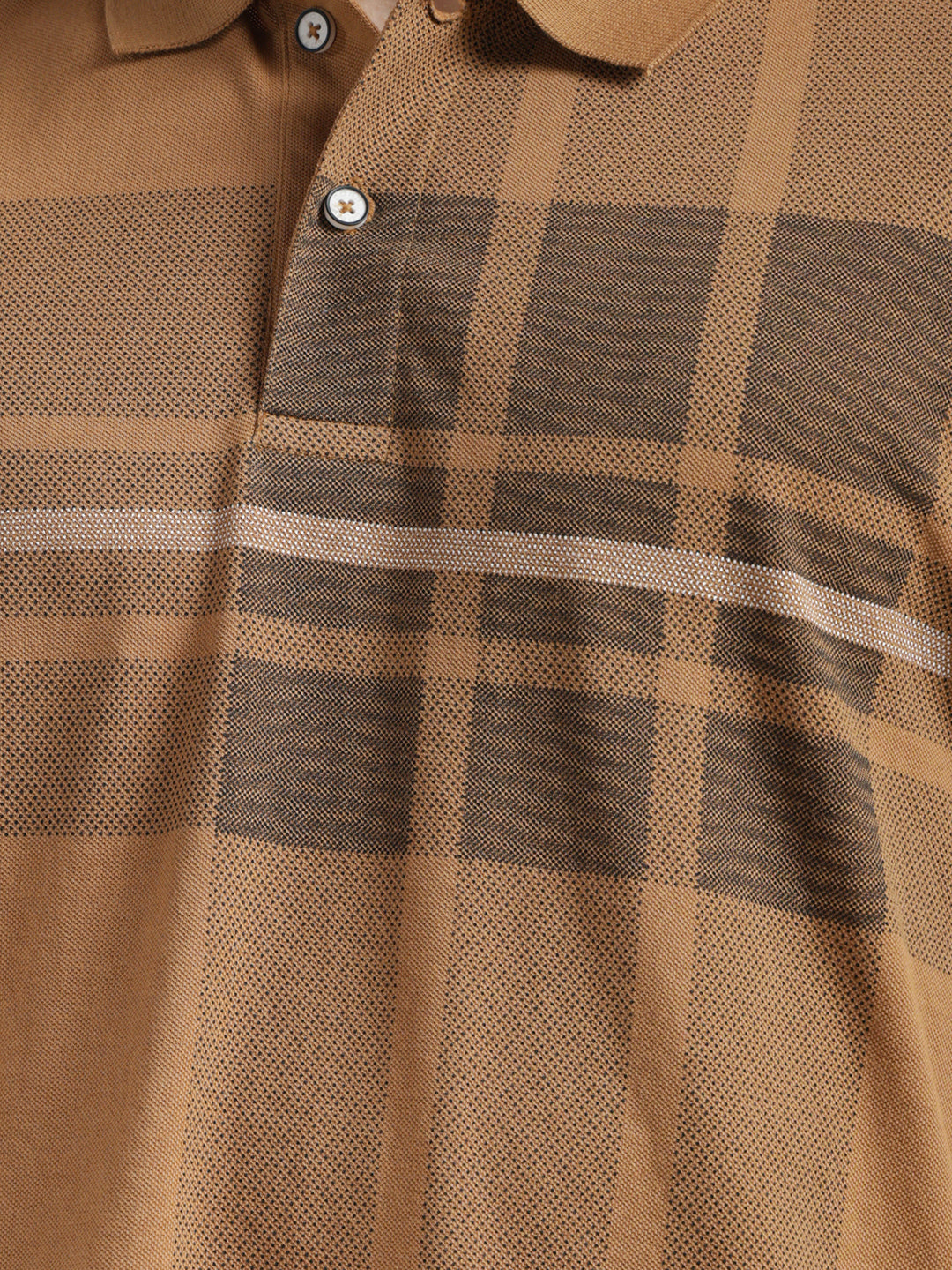 cobb tan striped polo neck t-shirt
