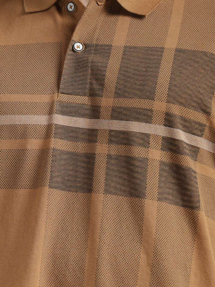cobb tan striped polo neck t-shirt