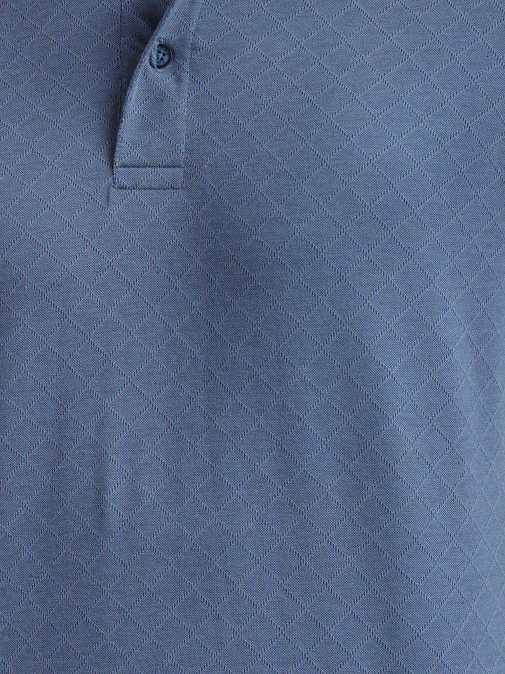 cobb blue self-design polo neck t-shirt