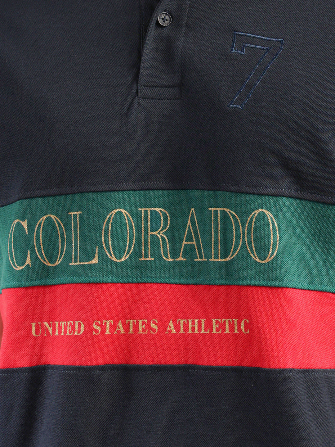 cobb navy blue color-block polo neck t-shirt