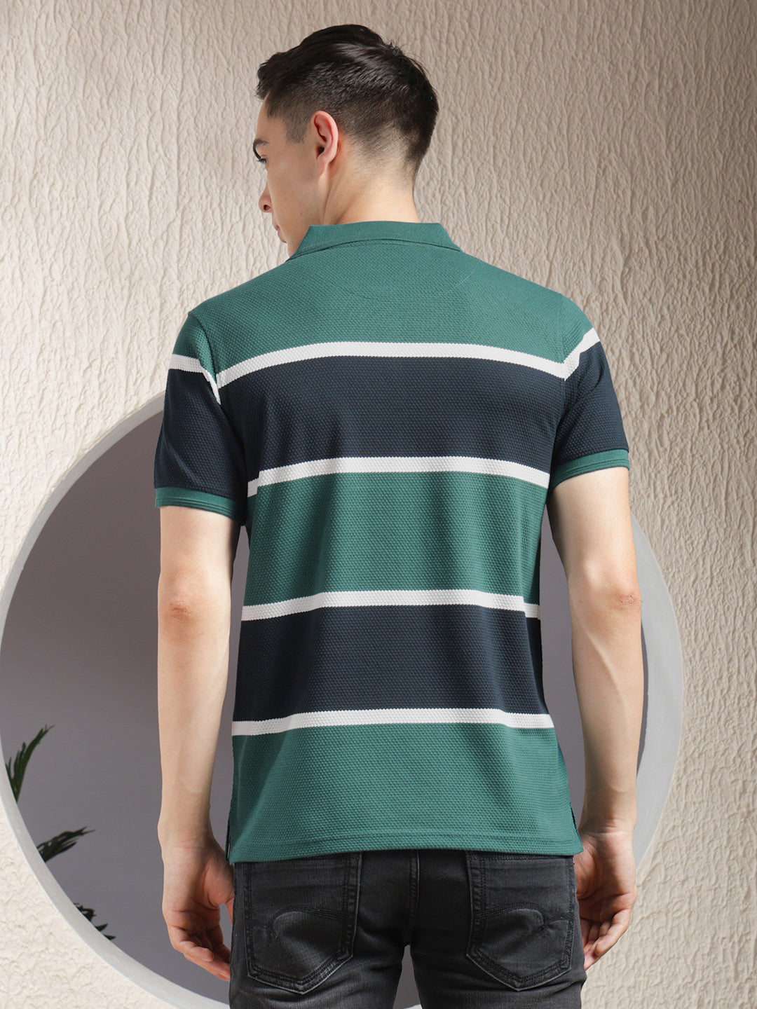 cobb green color-block polo neck t-shirt
