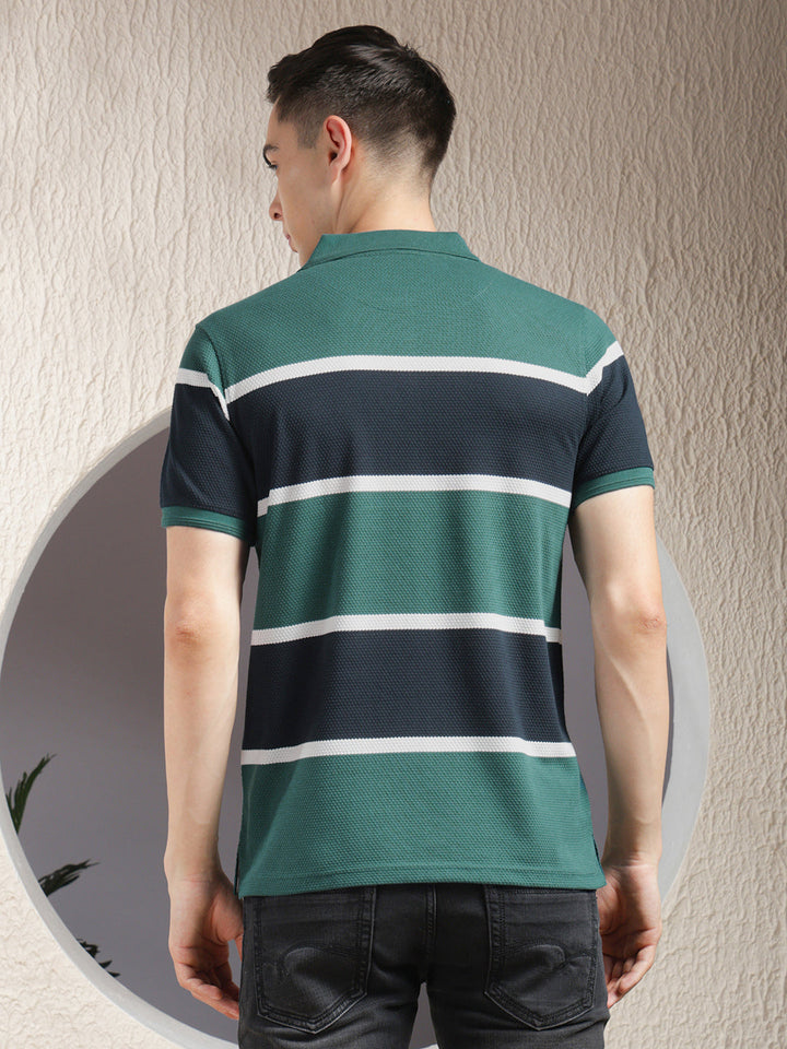 cobb green color-block polo neck t-shirt