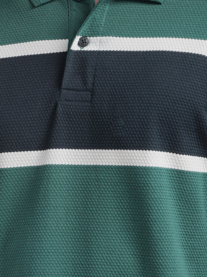 cobb green color-block polo neck t-shirt