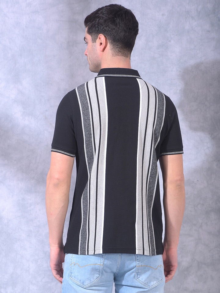 cobb black color-block polo neck t-shirt