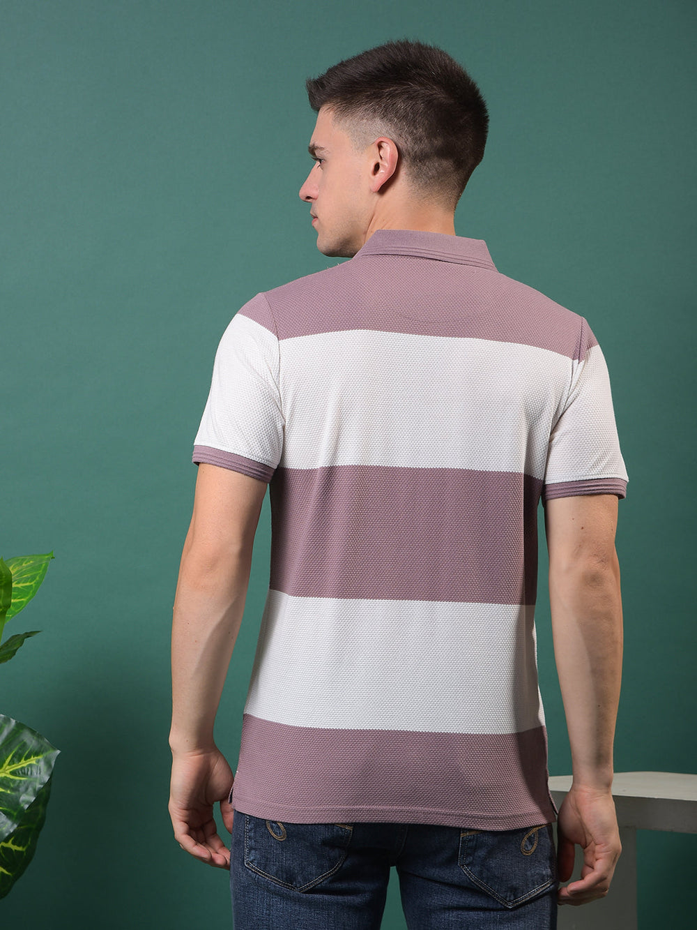 cobb grape color-block polo neck t-shirt
