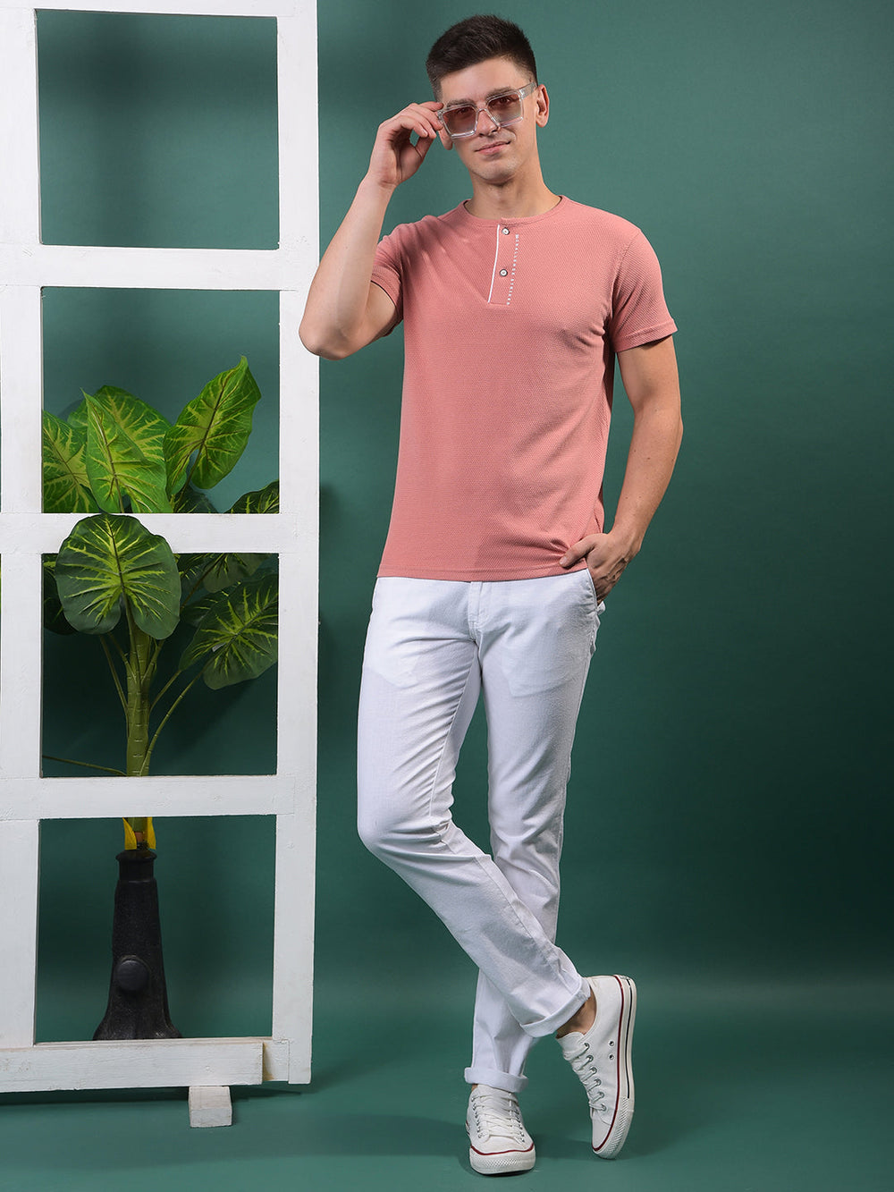 cobb solid peach round neck t-shirt