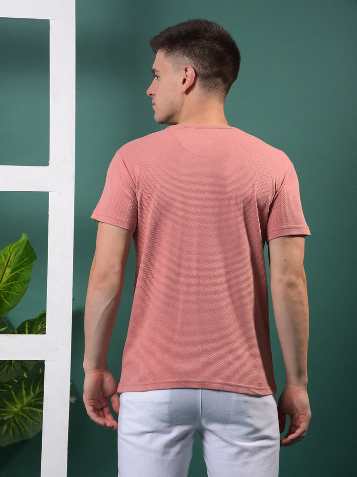 cobb solid peach round neck t-shirt