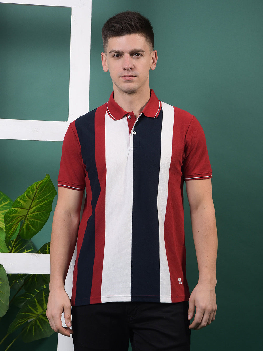 cobb red striped polo neck t-shirt