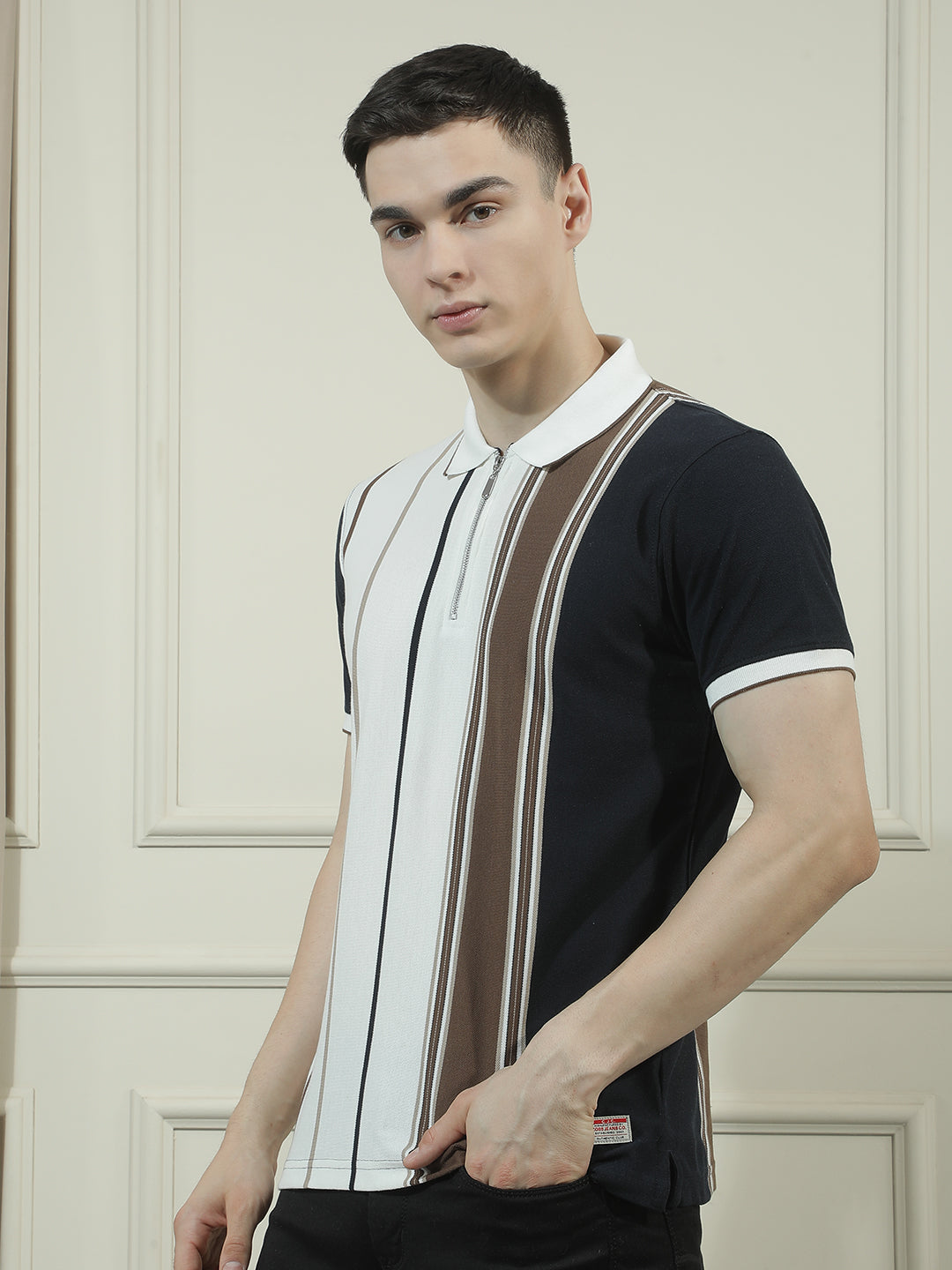 cobb multicolor striped polo neck t-shirt