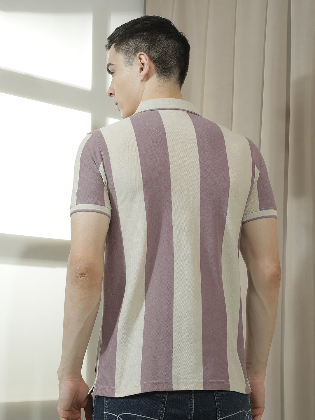 cobb purple striped polo neck t-shirt