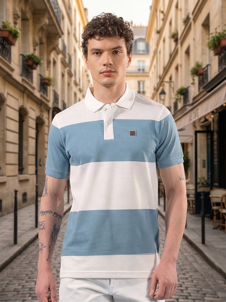 cobb air force striped polo neck t-shirt