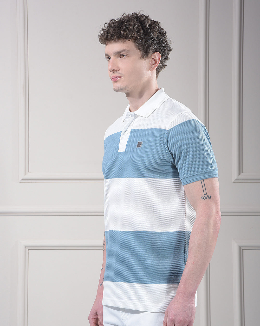 cobb air force striped polo neck t-shirt