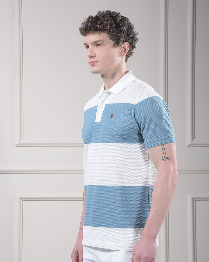 cobb air force striped polo neck t-shirt