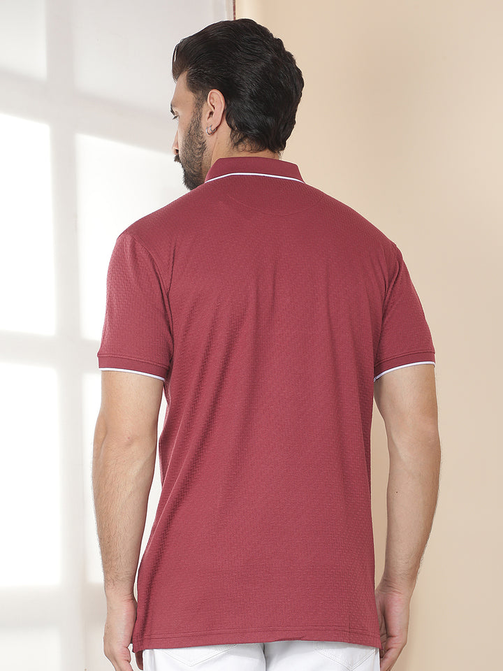 cobb maroon solid polo neck t-shirt