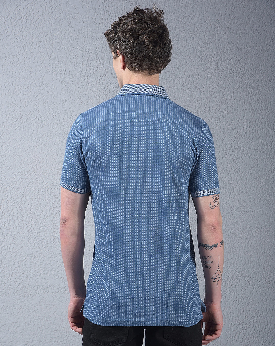 cobb blue striped polo neck t-shirt