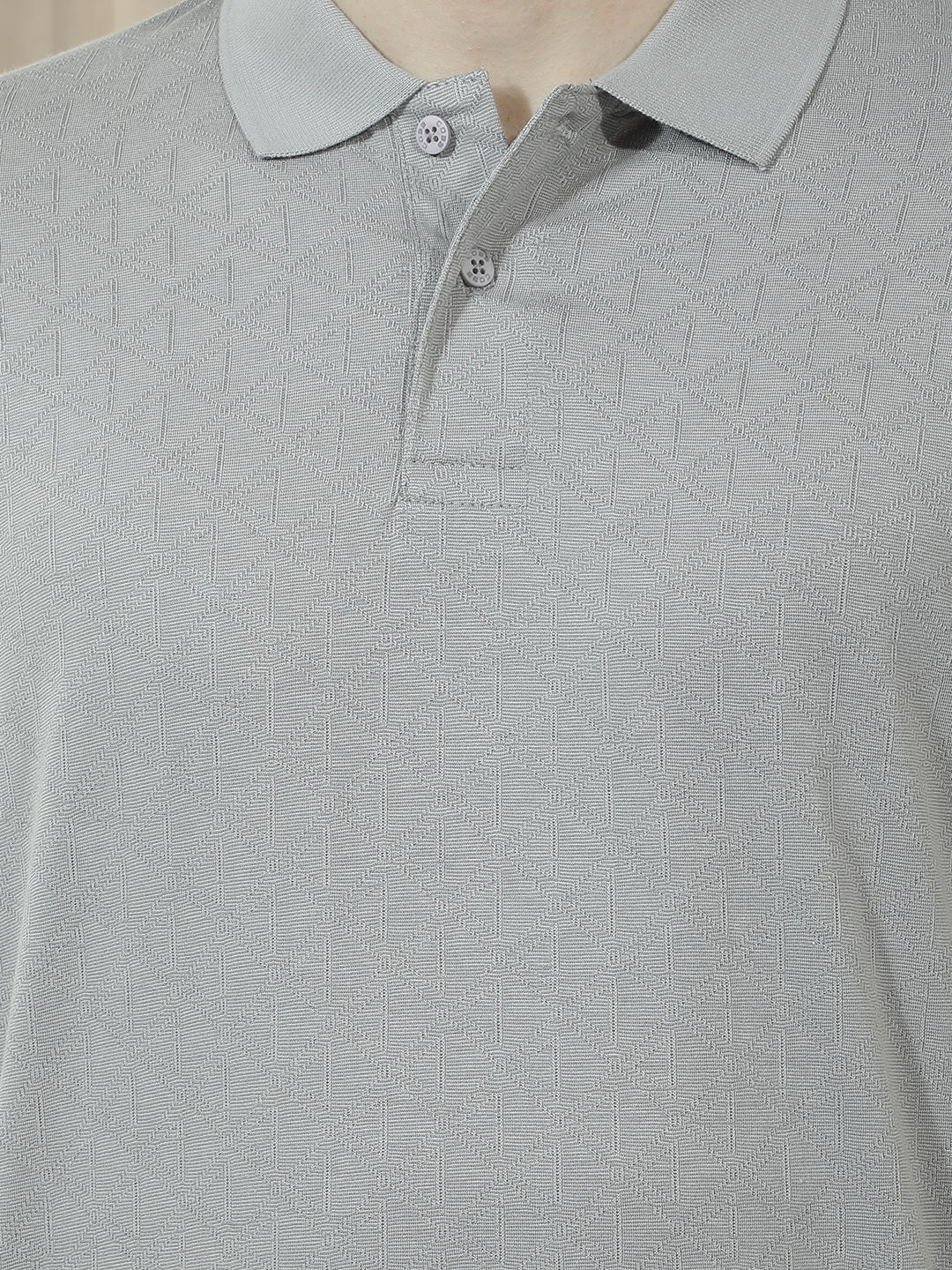 COBB GREY SOLID POLO NECK T-SHIRT