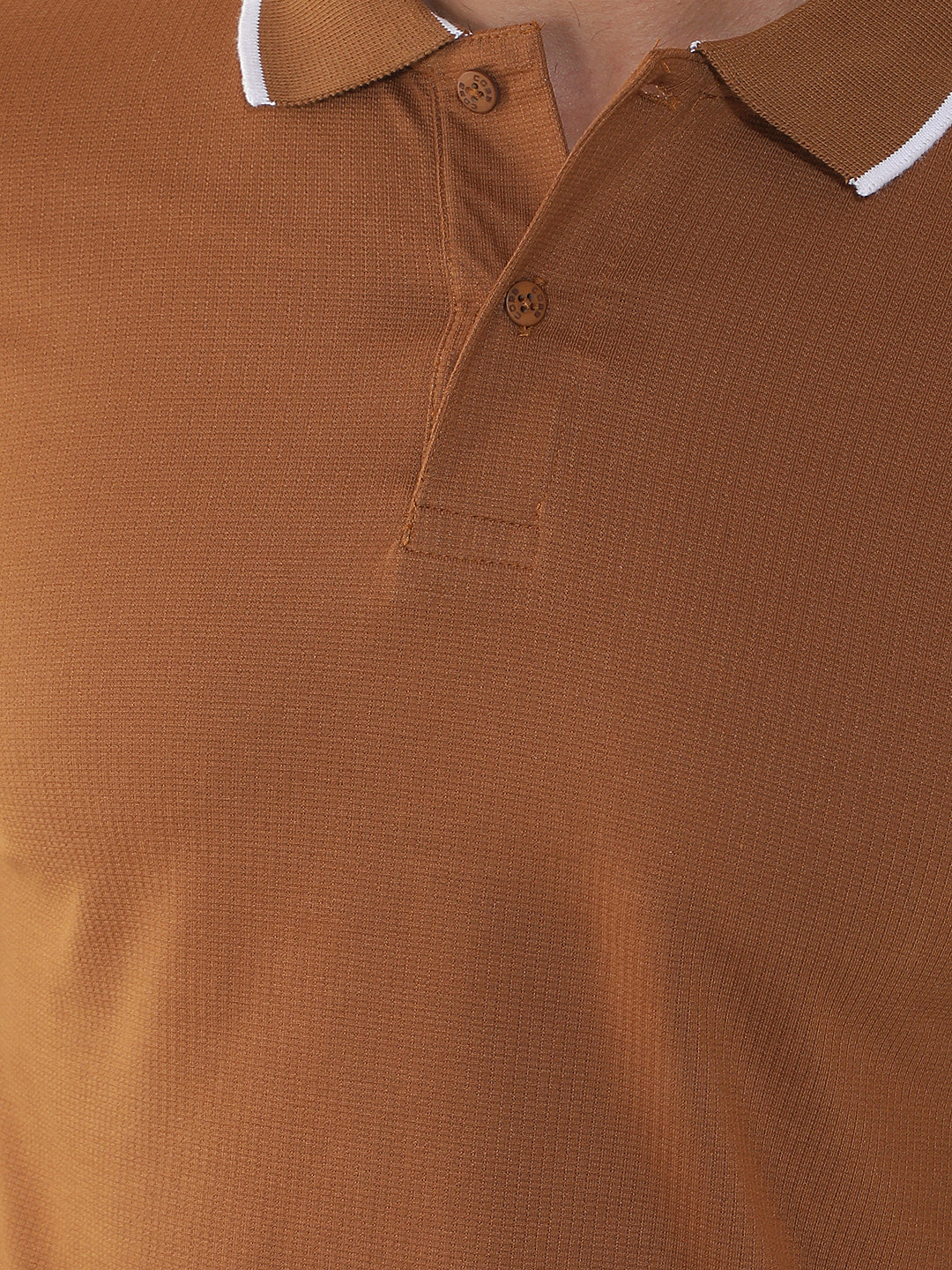 COBB TAN SOLID POLO NECK T-SHIRT