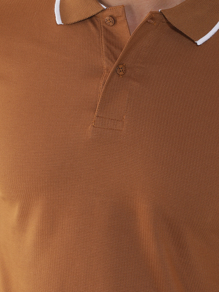 COBB TAN SOLID POLO NECK T-SHIRT