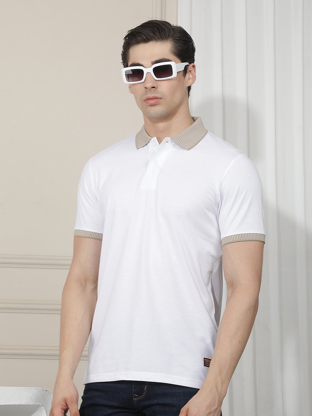white solid polo t-shirt