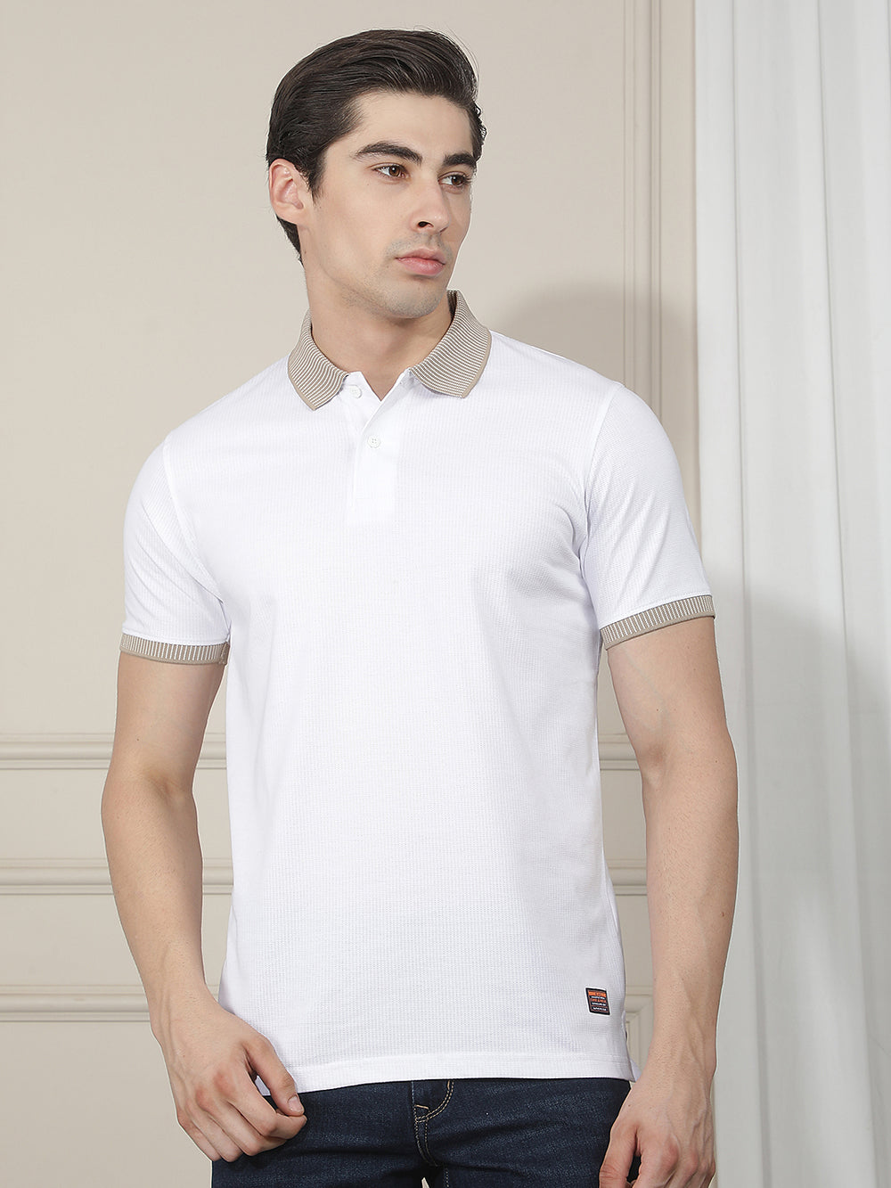 white solid polo t-shirt