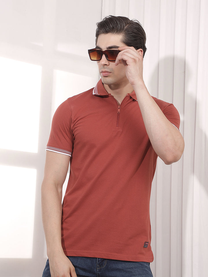 RUST SOLID POLO T-SHIRT