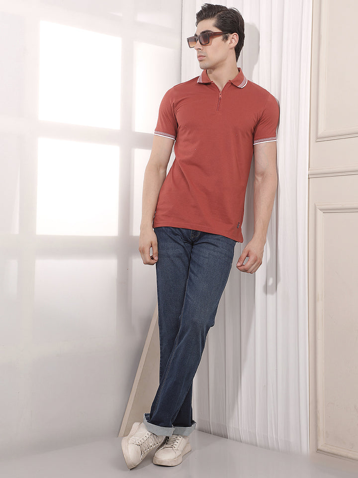RUST SOLID POLO T-SHIRT