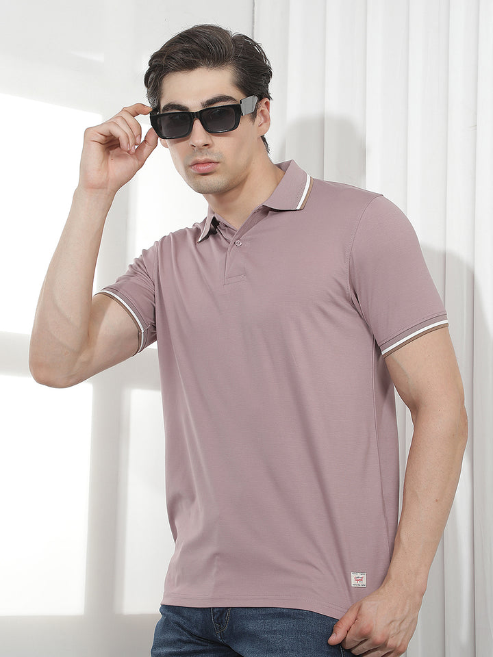 mauve solid polo t-shirt